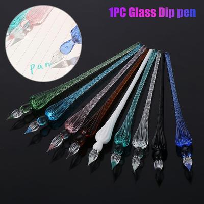 1PC Pena de Mergulho de Vidro Vintage Feita à Mão Suprimentos de Arte e Pintura Enchimento de Tinta Assinatura Caligrafia Caneta-tinteiro