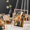 SAEGYPET Metal Photo Frame with Glass Vertical Display Tabletop Photo Frame Holiday Wedding Home Decoration Angle Adjustable Gift (Rose Gold, 15X20CM)