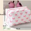 Pink Bow Cosmetic Bag Zipper Makeup Organizer Portable Cosmetic Storage Bag for Women Travel Toiletry Bag Handbag
