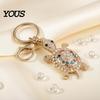 Oxidation Resistant Keychain Pendant, 3D Turtle Design Key Holder with Sparkling Rhinestones Inlaid, Alloy Shell Pendant Easy to Attach Lucky
