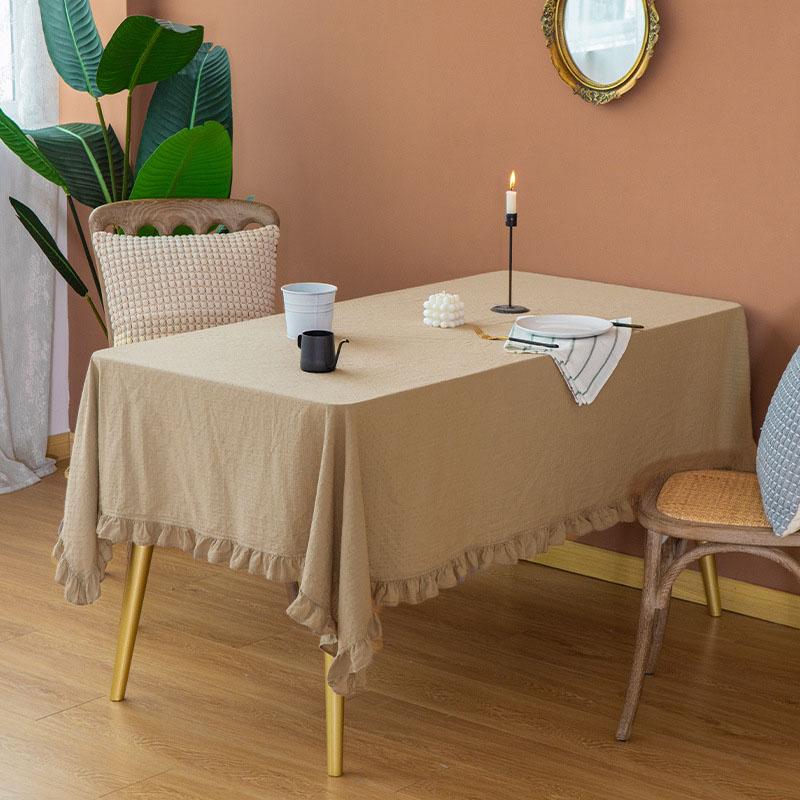 100% Cotton Table Cloth Washable Tablecloth For Wedding Party Dining Banquet Decoration Luxuriou Table Cover Flounce Stitching