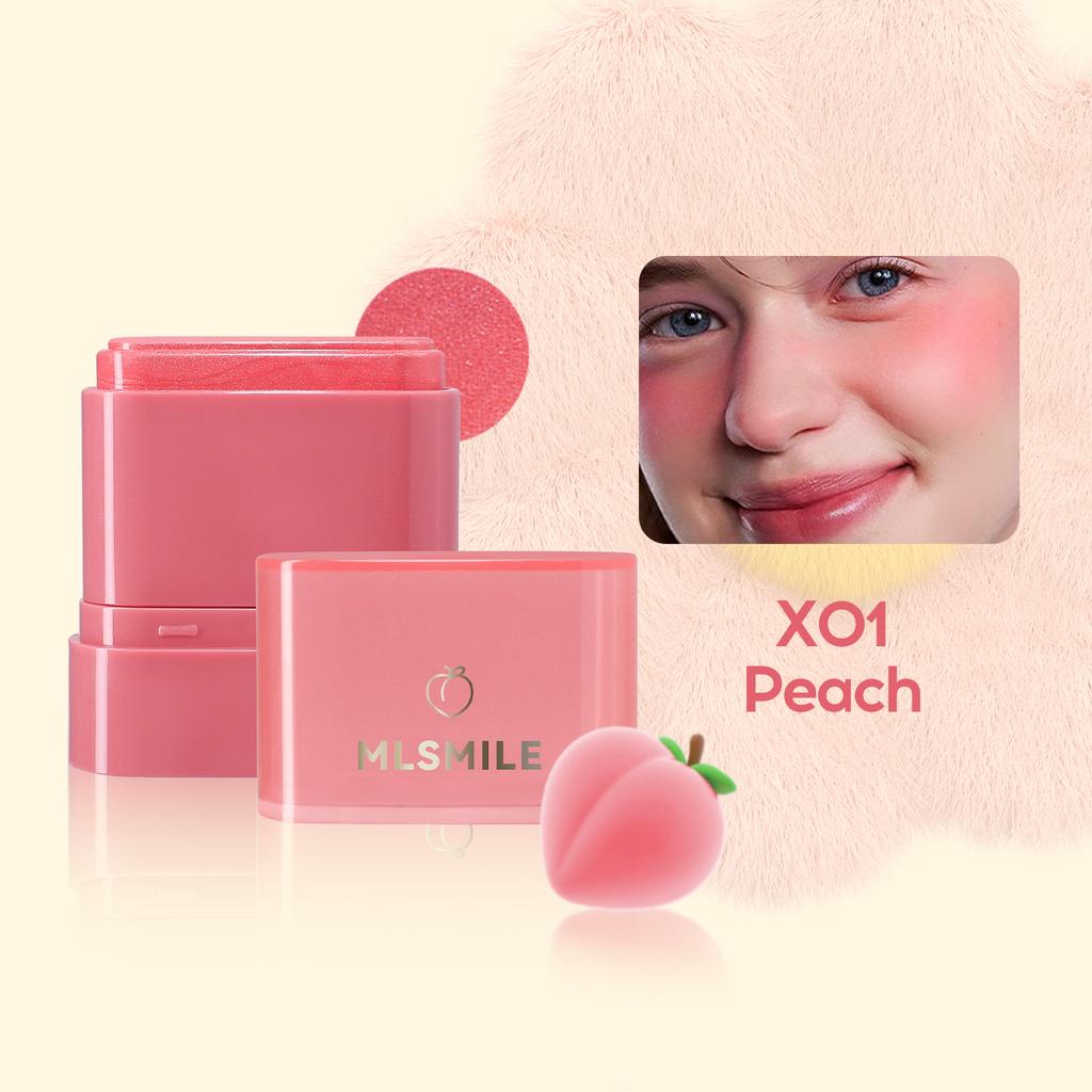 MLSMILE Flat Tube Fruit Blush Stick 2 In 1 Lipstick Lipstick Easy To Color Highlight Grooming Rouge
