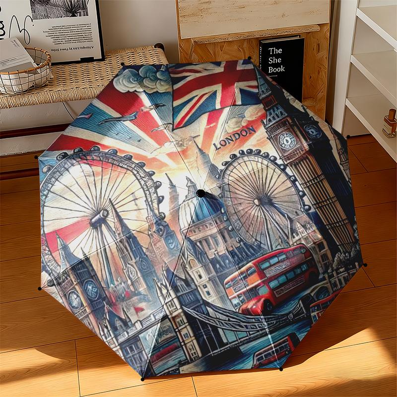 1 pz Design Artistico Bandiera Britannica Ombrello Portatile Pieghevole Struttura a Ossa di Ferro Struttura Ossea Ombrello da Esterno per Casa