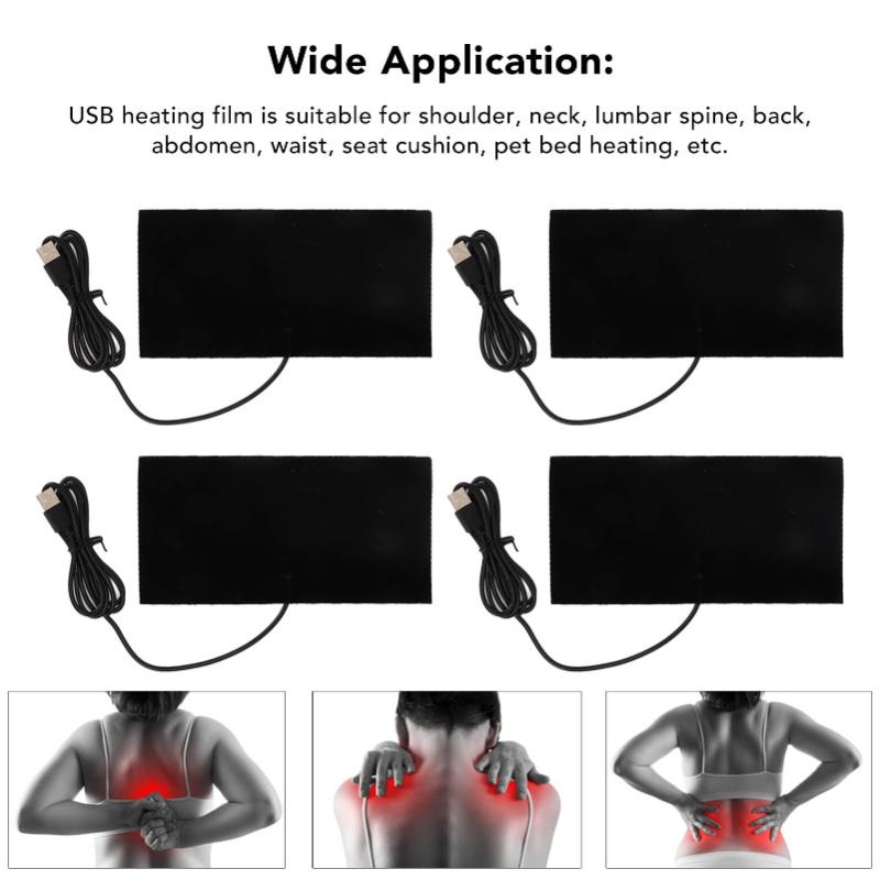 4pcs USB Heating Pad Multipurpose Carbon Fiber Washable Electric Heater Pad For Shoulder Neck Lumbar Spine Back DC 5V