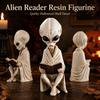Creative Birthday Gifts for Sci-fi Fans Alien Sitting Resin Skeleton Statue, Retro Book Sci-Fi Dark Halloween Ornament, Gaming Room Shelf Ornaments