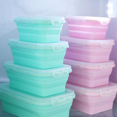 Silicone Folding Lunch Box Refrigerator Storage Microwave Heating Portable Outdoor Food Storage Container Lunch Box Kitchen Tool