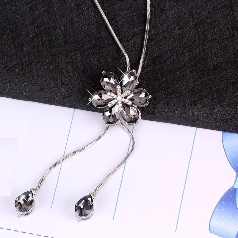 Vintage Kristall Blumen Lange Halskette Für Frauen Neue Alle Spiel Pullover Schmuck Weihnachtsgeschenke
