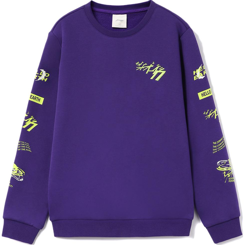 Li Ning Sports Life Collection Embroidery Thermal Fleece Lined Sweatshirt New Lakers Purple Kids YWDR557-2 120