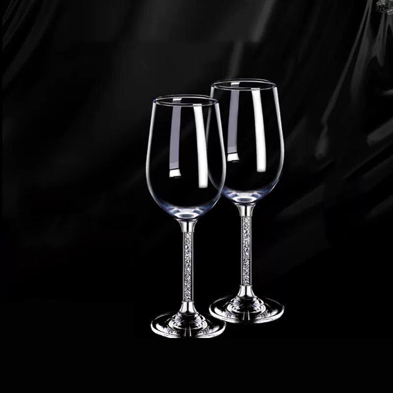 Personalized Crystal Diamond High-Stem Red Wine Glass Gift Set