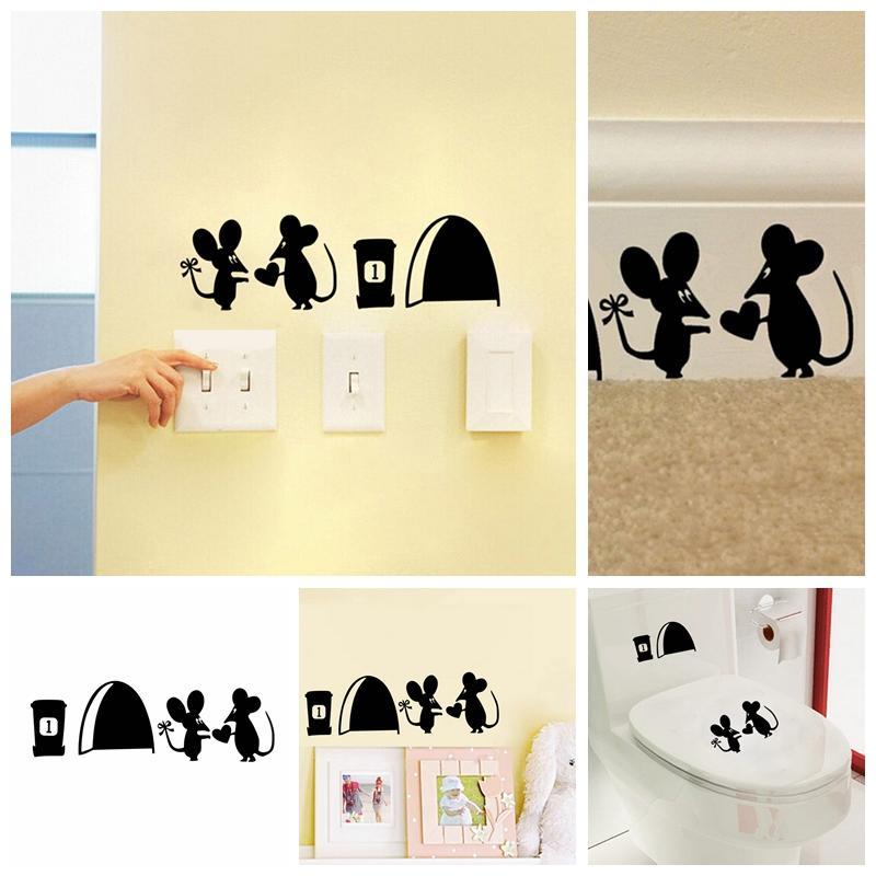 Cute Mouse Hole Vinyl Mural Wall Art Sticker Decals Kids Nursery Room Home Decor
