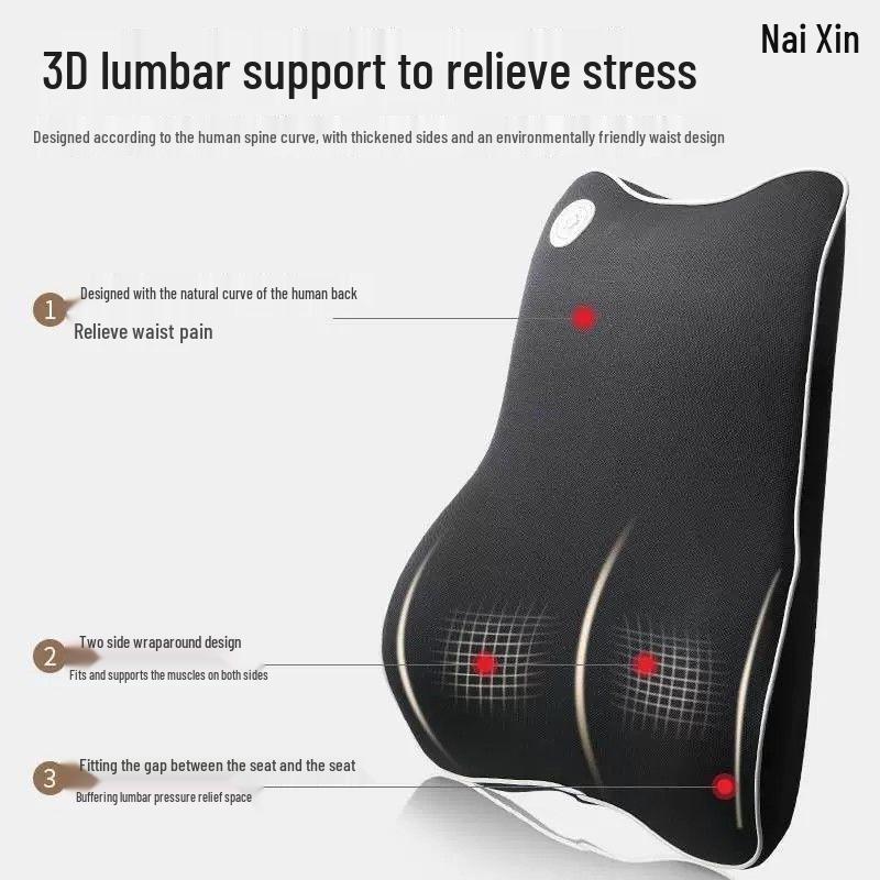 Premium Memory Foam Car Headrest & Lumbar Support Pillow Set
