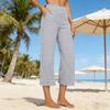 2026 Women's European Cotton Linen High-Waisted Wide-Leg Pants, Early Spring Fashion, Seven-Tenths Length.