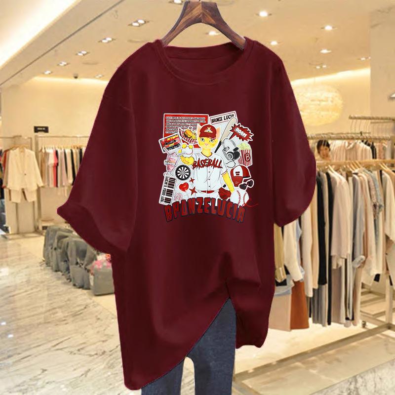 

Женская летняя хлопковая футболка свободного кроя с принтом кошки – корейский стиль, короткий рукав, повседневный топ S