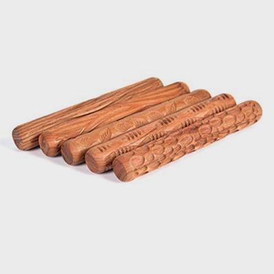 5PCS Pottery Tools Wood Hand Rollers for Clay Stamp Pattern Roller Ceramic Tools Cup Turner  Accessories