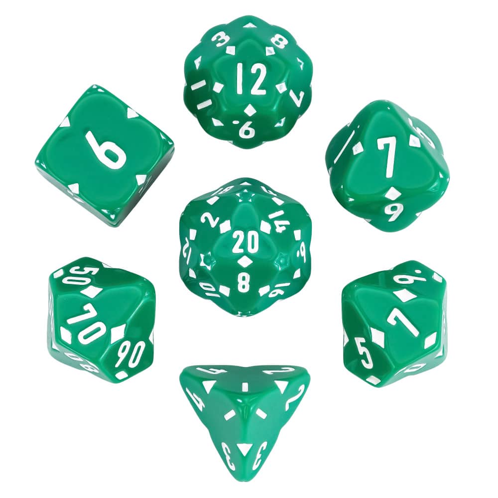 Cusdie Dado Quadrifoglio Portafortuna DND Dadi Lisci in Resina D4 D6 D8 D10 D% D12 D20 Set di Dadi Poliedrici Quadrifoglio per Giochi da Tavolo di Ruolo D&D
