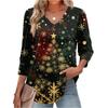 Women's Fashionable Casual Christmas Printed V-neck Top