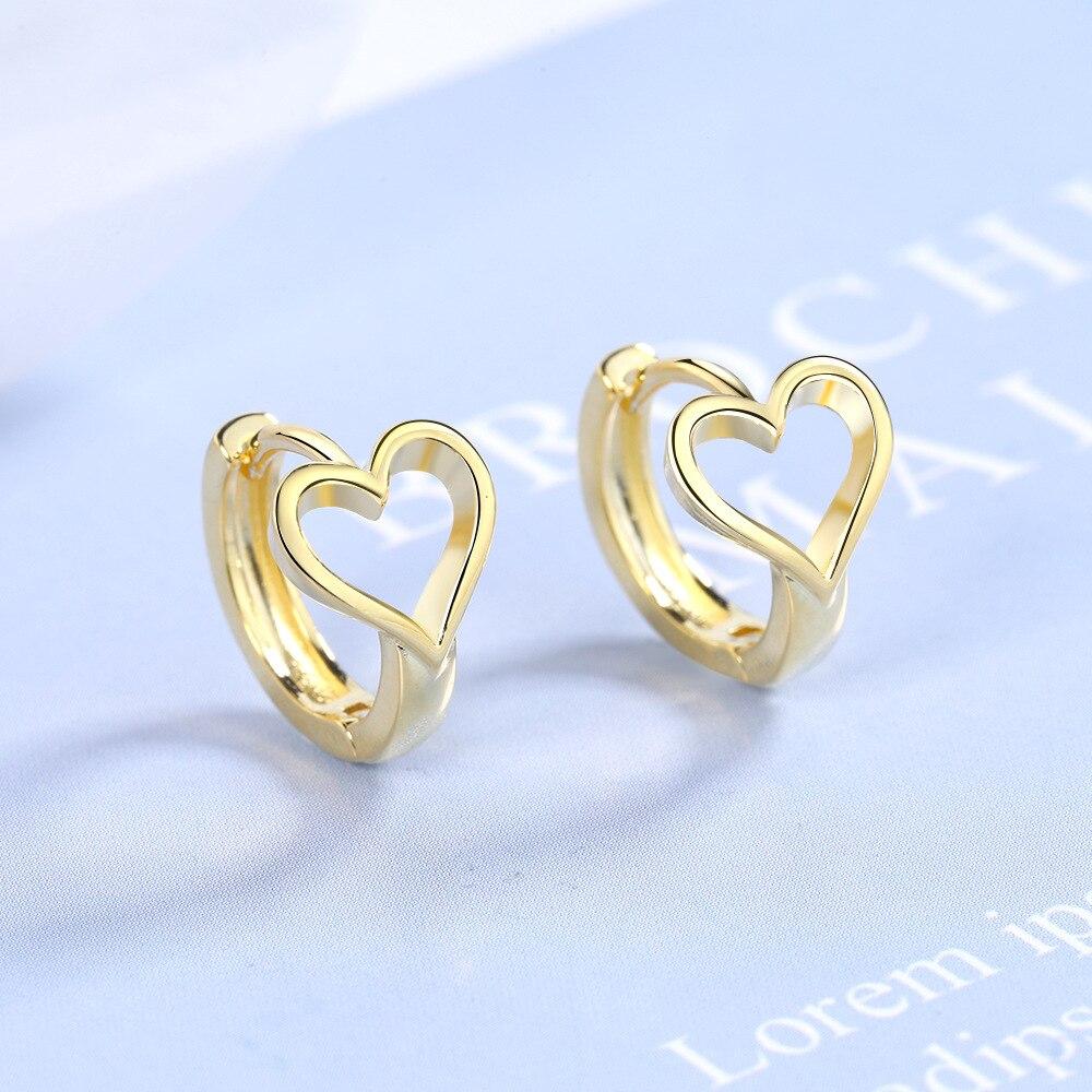 925 Sterling Silver Hollow Heart Charm Stud Earring for Women Girl Wedding Party Jewelry Pendientes Eh143
