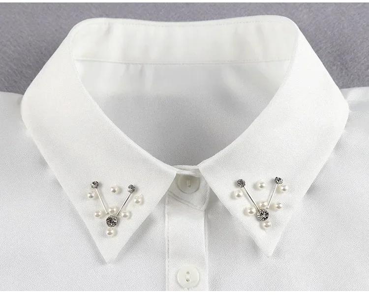 Handmade Beads Sweater Fake Collar for Women's Fashion Autumn Winter Half Shirt Detachable Collar Ladies White False Collar