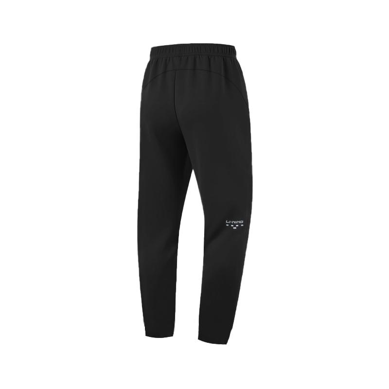 Li Ning Loose Comfortable Casual Straight Leg Warm Letter Print Knitted Sports Pants Unisex bottoms Black YKLU158-2