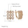 Unique Square Wide Full Natural Zircon English Earrings For Women Fashion  Rose Gold Color Vintage Wedding Jewelry