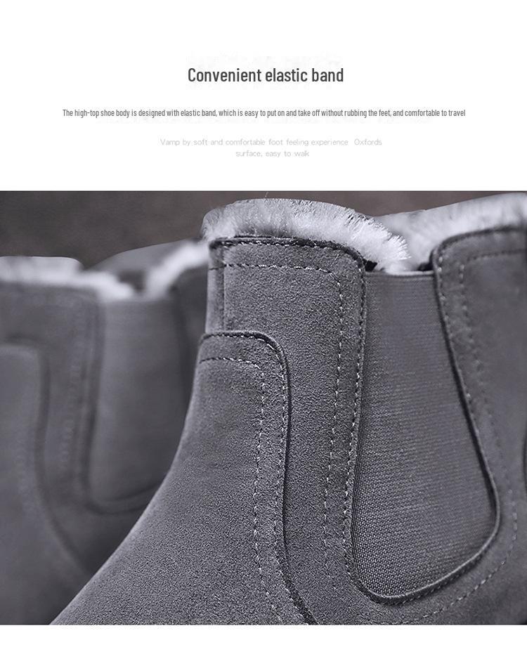 Free Shipping: 2024 Men's Korean Style Winter Snow Boots - High-Top, Warm Plus Velvet, Outdoor-Friendly