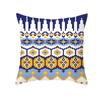 Ethnic Style Sofa Pillow Cover Blue Printed Peach Skin Pillow Cover Office Cushion