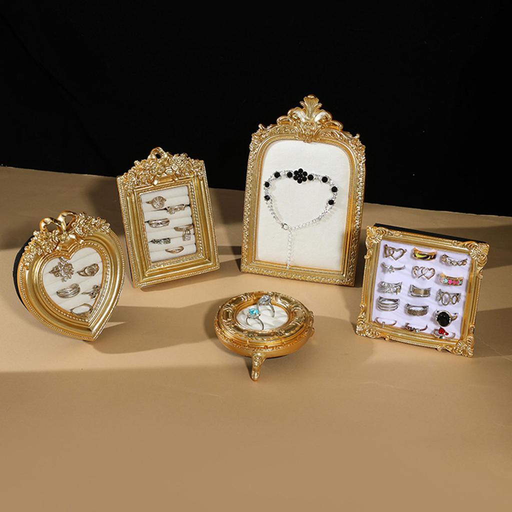Multipurpose Golden Resin Earring Holder Jewelry Organizers Photo Frame Display For Retail Display