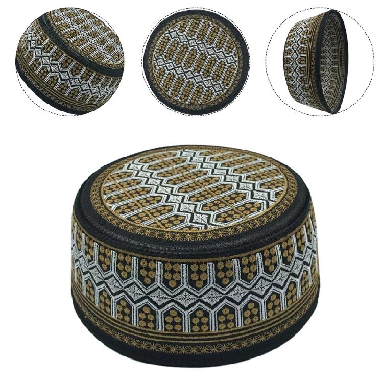 Teens Embroidery Islamic Beanies Breathable Protecting Casual Pray Hat for Adult