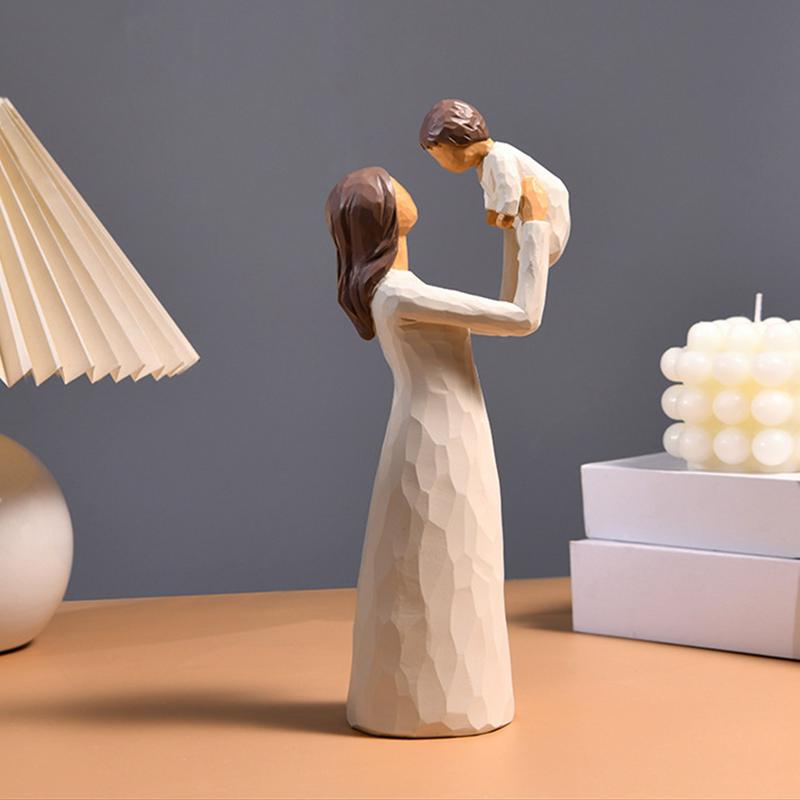 Creative Resin Table Ornament Mom And Son Figure Statue Elegant Table Ornament Family Stand Sculpture Creative Craft Home Decor