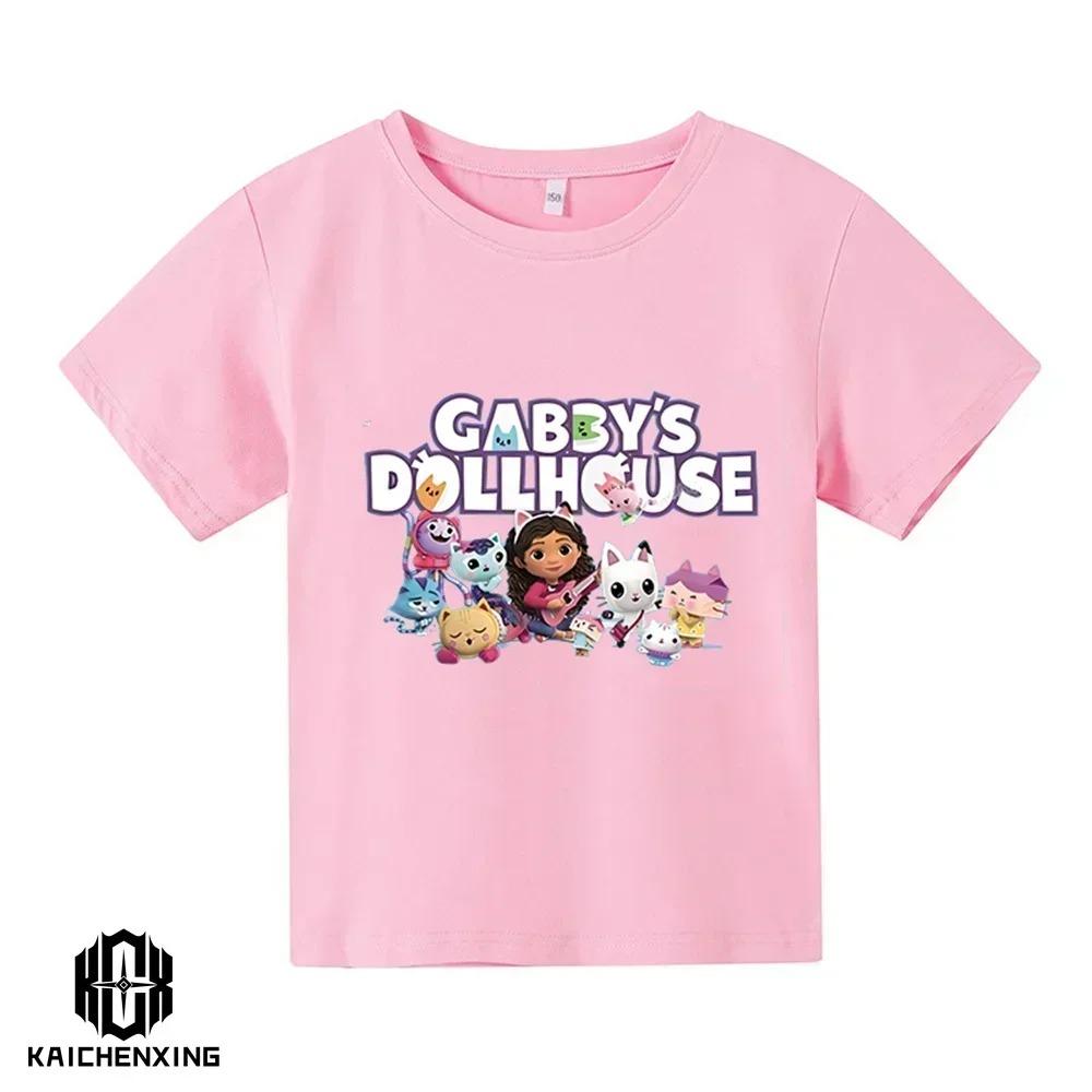 Cute Gabbys Doll House Cartoon Kids T-Shirts 2026 Summer Short Sleeve Children Tops for Girls And Baby Boys Funny Clothing