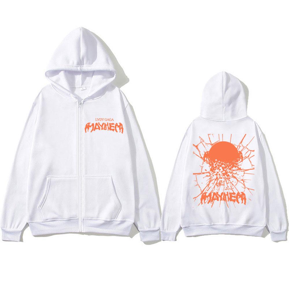 Singer Lady Gaga The Mayhem Ball Tour Zipper Hoodies Men Women Vintage Harajuku Fashion Sweatshirt Oversized Fleece Coats