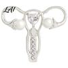 Jacket Accessory Uterus Brooch with Rhinestone Faux Pearl Human Organ Lapel Pin Hollow Shaped Jewelry for Coats Sweaters Scarves Pearl Embellished