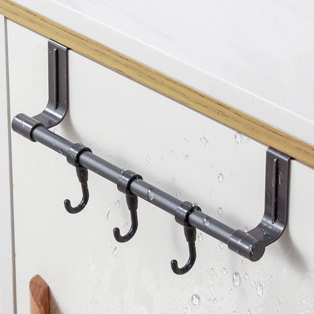 New Multi-purpose Towel Rod Punch-free Towel Storage Bar Over Cabinet Towel Rack with Hook Door Hanging Towel Racks