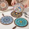 Decorative Heat Mat Vintage Ceramic Trivet, Resistant Pot Holder for Casserole Enamel Elegant Dining Placemat Cookware, Traditional Table Hot Dishes,