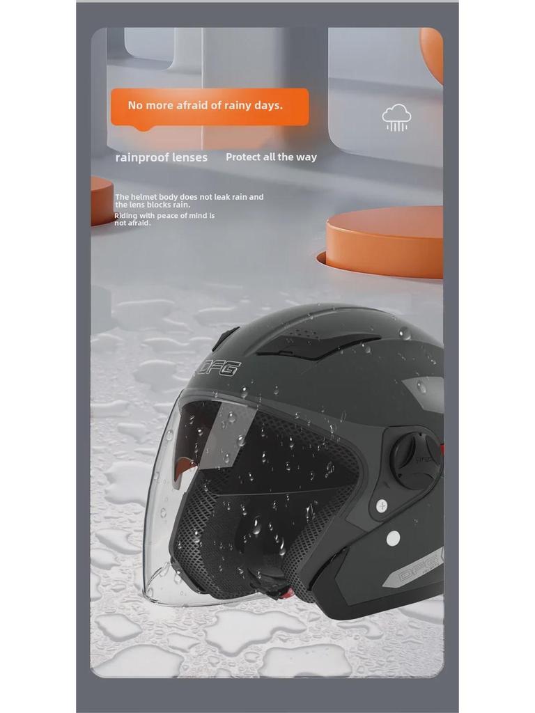 DFG Electric Battery Car Helmet: Men's Winter Warm, All-Season Universal Half Helmet for Women