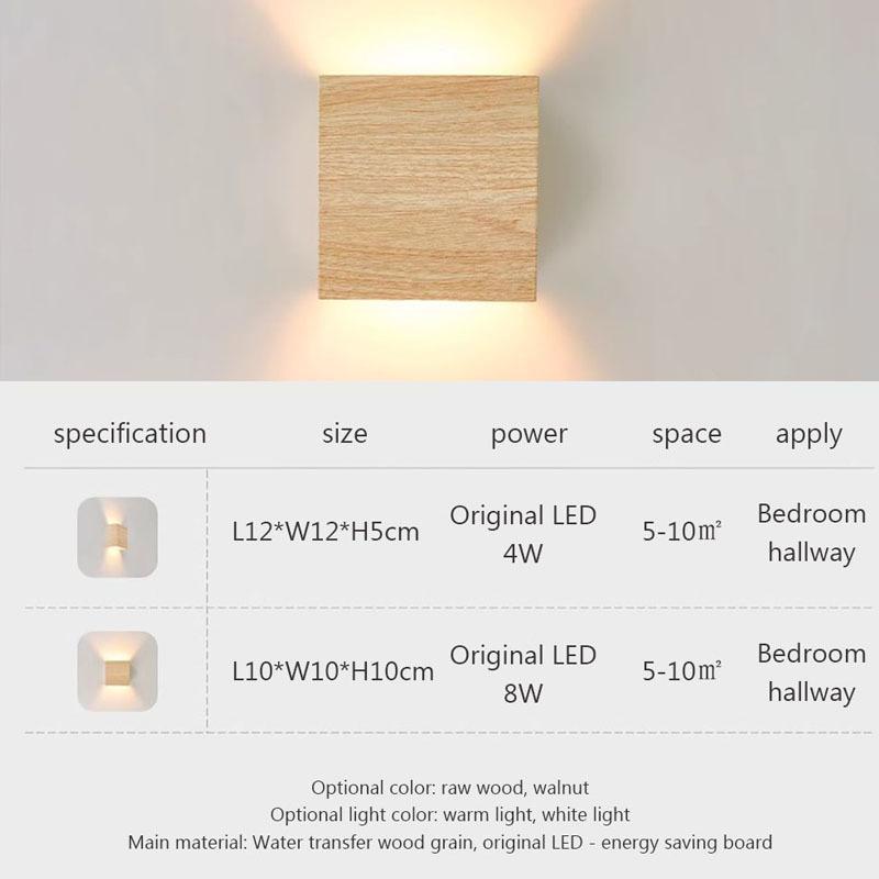 Nordic Wall Lamp Led Up Down Warm Light For Living Room Bedroom Aisle Wall Decor Wood/Walnut Corridor Sconce Decorative Fixture