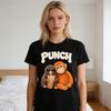 Monkey Punch T-Shirt Kurzarm Lässiges T-Shirt Niedriger Rundhalsausschnitt Affe Orang-Utan Muster T-Shirt