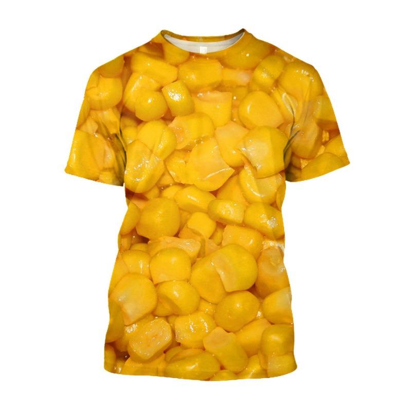 Corn Graphic T Shirt For Men Clothing Cool 3D Print Coarse Food Grain T-shirt Funny Kids Short Sleeved T-shirt Casual Women Tee