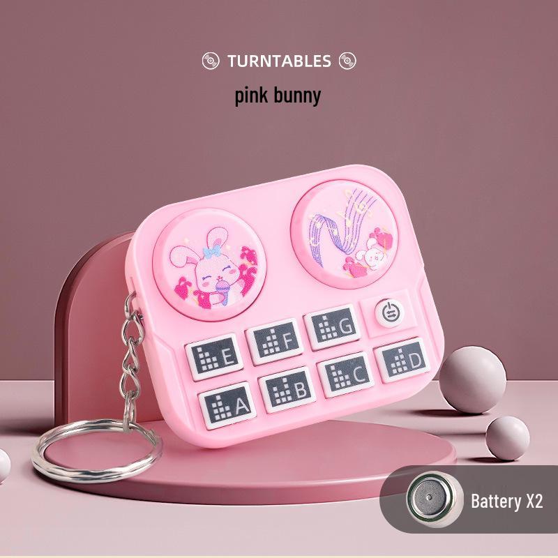 Cartoon DJ Turntable Keychain and Backpack Pendant Toy