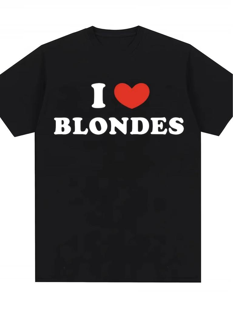 Streetwear Estivo Vintage I Love Blondes Grafica a Lettere Unisex T-shirt Tee Casual Trendy Oversize Umorismo Ironico Meme Top