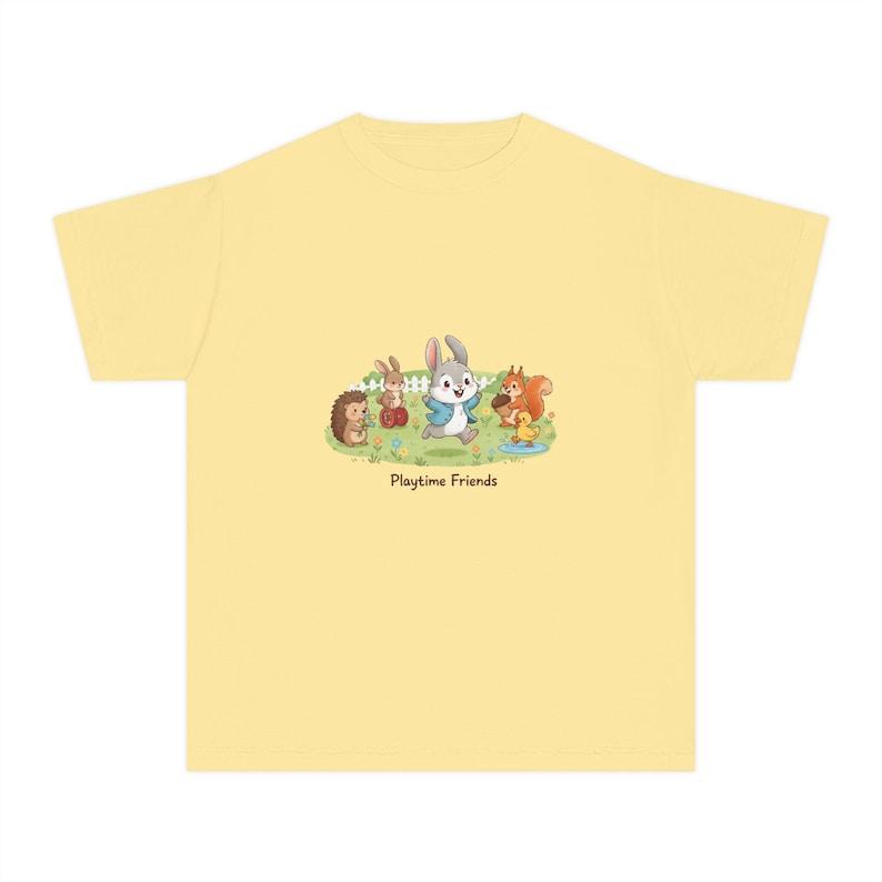 Peter rabbit and his friends playing in the field Easter gift Youth Midweight Tee 100