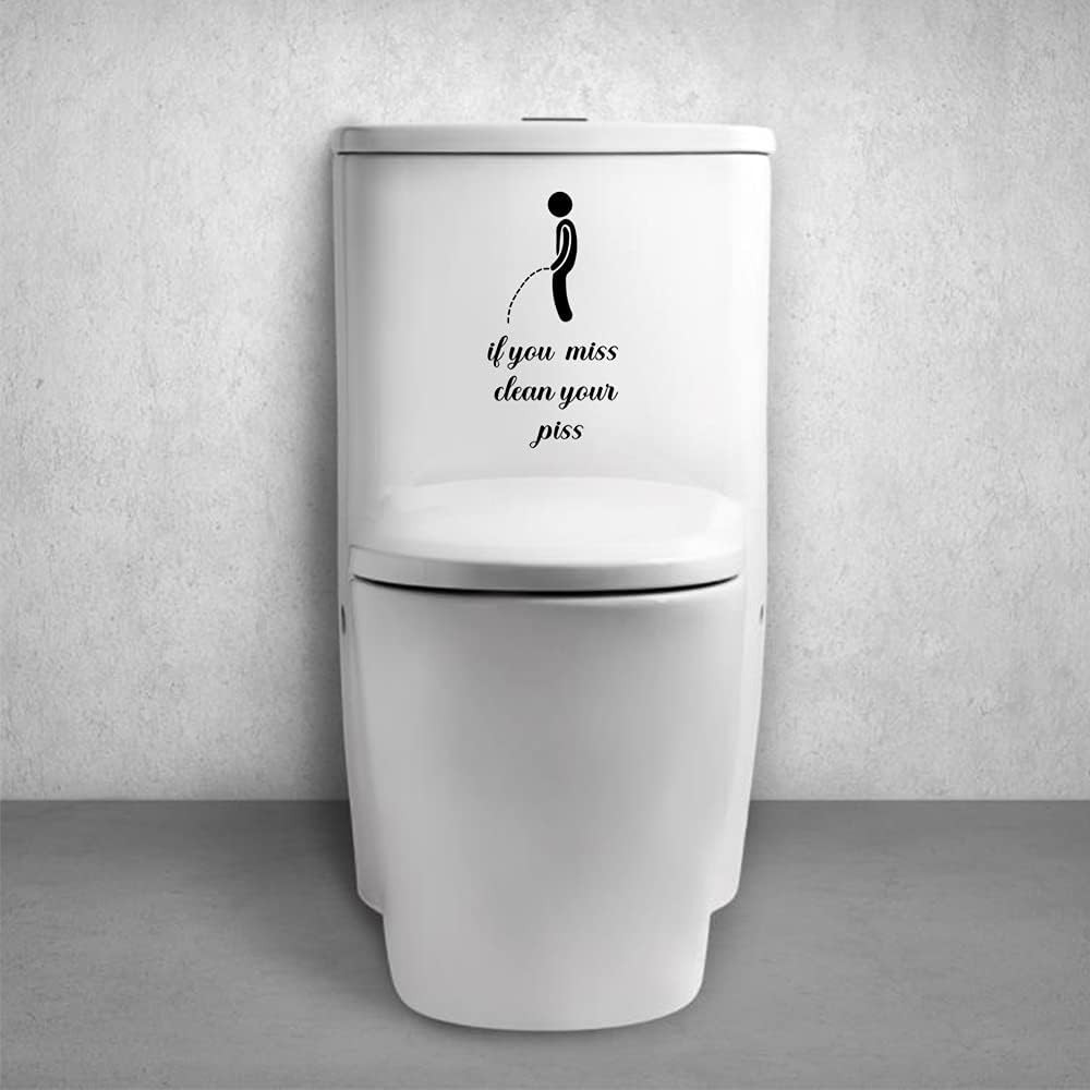3 Pcs Funny Toilet Stickers, If You Miss Clean Your Piss Funny Decals, Wall Art Sign Decor, Removable Toilet Seat Quote Murals for Toilet WC Restroom