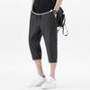 Men Cropped Pants Elastic Waistband Drawstring Quick-Drying Breathable Fit Fabric Loose Design Sports Leisure Pants