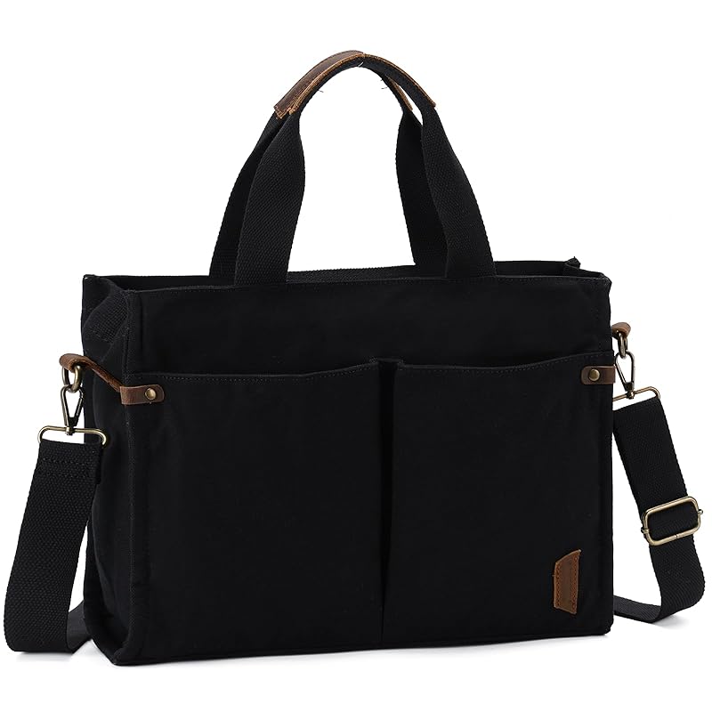 VASCHY Tote Bag Canvas Ladies Large Capacity Shoulder Bag Commute Commuting To School Lightweight Shopping Shoulder Bag Plain Color A4 Size Crossbody