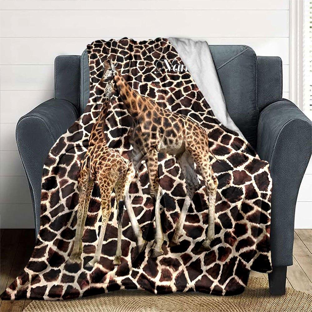 Giraffe Print Home Customize Your Name Blankets Soft And Cozy For All Seasons Perfect For Picnics Sofa Office Bed And Living Room Ideal Gift For