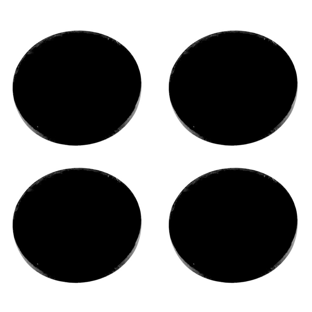 HAMILO Acrylic Plates, Round, Black, Display Stand, Mirror Finish, Glossy, Set of 4 (10mm)