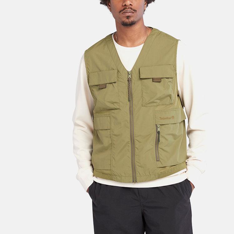 Timberland Solid Color Outdoor Water-Resistant Vest Men Vests Avocado-Green A67VD-V46