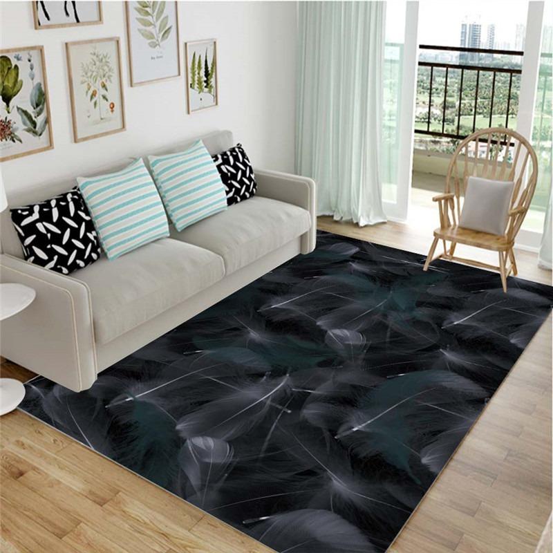 Simple black and white home personalized carpet, living room, bedroom, coffee table, floor mat, household washing mat