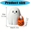 Ghostly Holding Pumpkin Bucket Resins Statue LED Nightlight Halloween Decoration For Indoor Festives Display