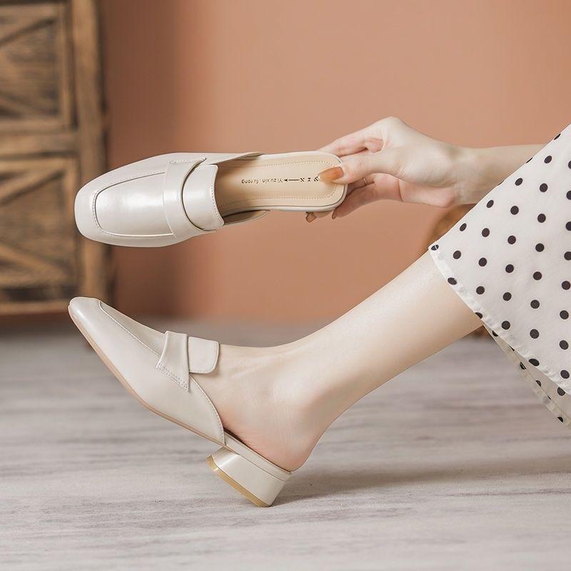 

Женские тапочки и женские сандалии Мюли Обувь на каблуке Уличные шлепанцы Кожа Водонепроницаемые шлепки Vip Оригинал Оптовая обувь 40